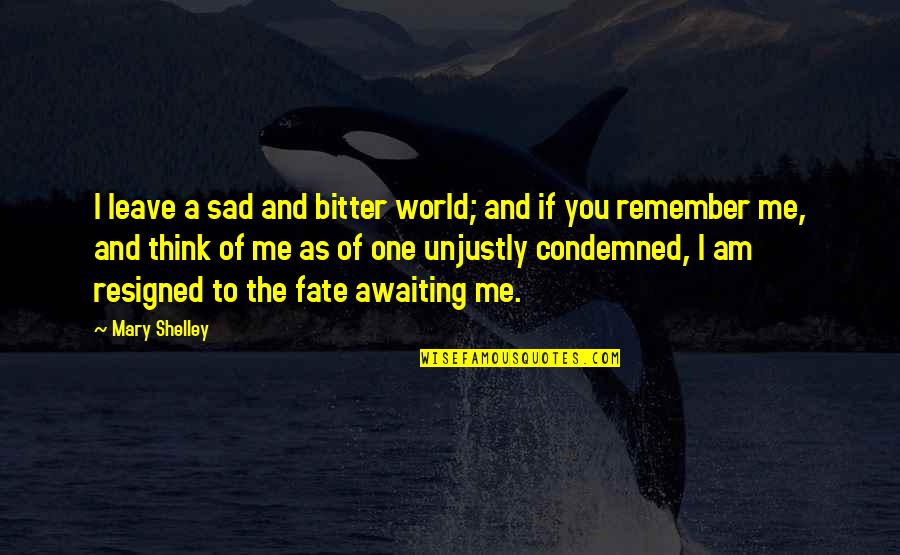 Think The World Of Quotes By Mary Shelley: I leave a sad and bitter world; and