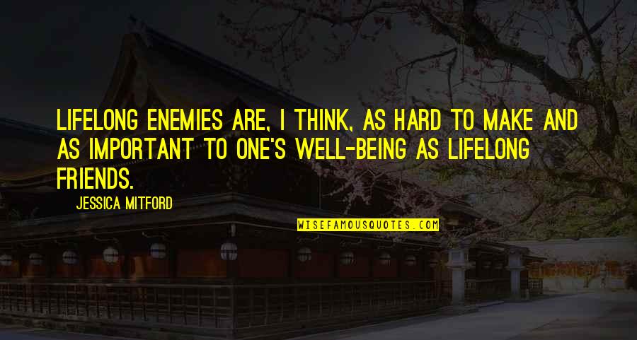 Think Well Quotes By Jessica Mitford: Lifelong enemies are, I think, as hard to Think Well Quotes By Jessica Mitford: Lifelong enemies are, I think, as hard to