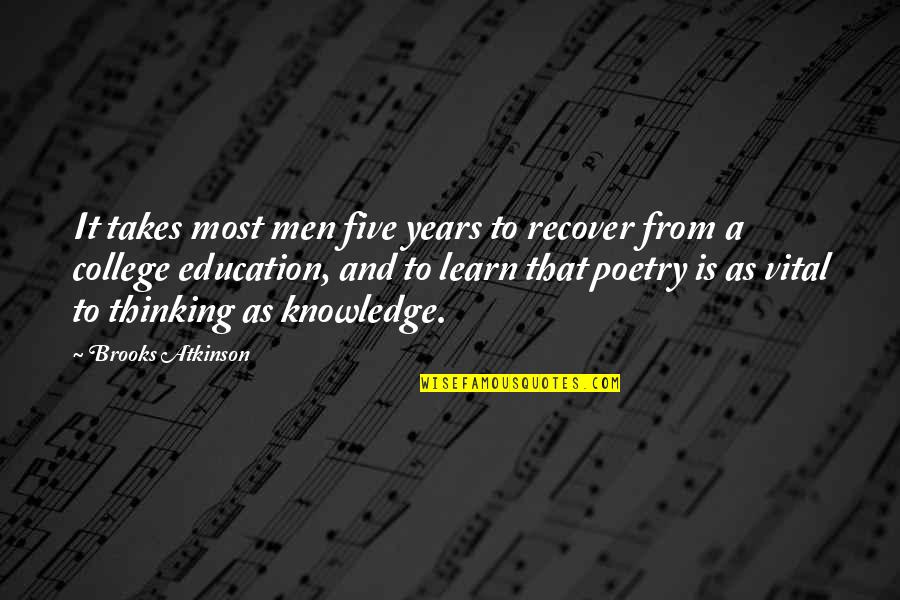 Thinking And Education Quotes By Brooks Atkinson: It takes most men five years to recover