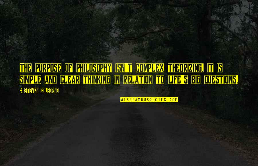 Thinking And Life Quotes By Steven Colborne: The purpose of philosophy isn't complex theorizing, it