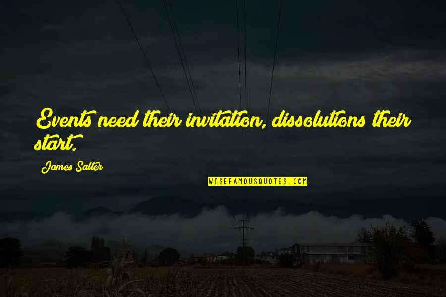 Thinking Late At Night Quotes By James Salter: Events need their invitation, dissolutions their start. Thinking Late At Night Quotes By James Salter: Events need their invitation, dissolutions their start.