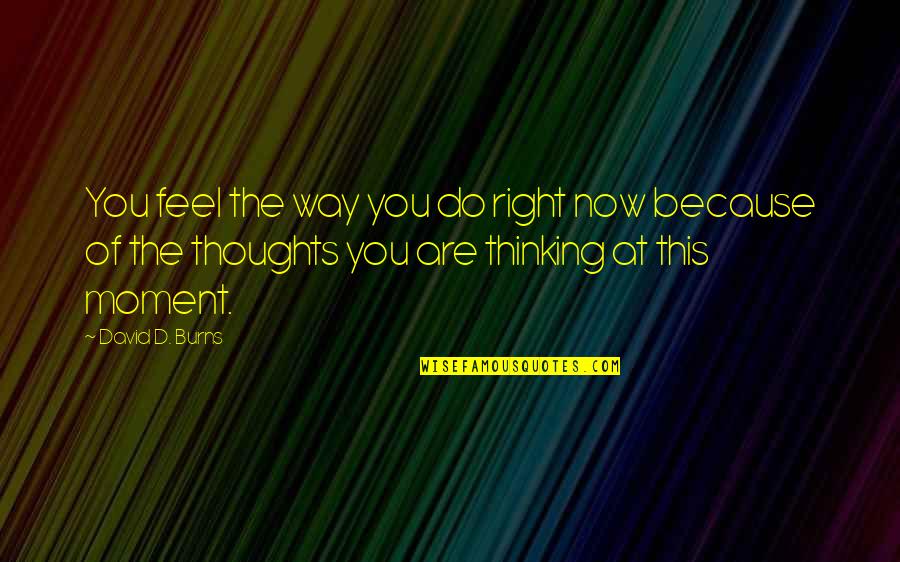 Thinking Of You Now Quotes By David D. Burns: You feel the way you do right now