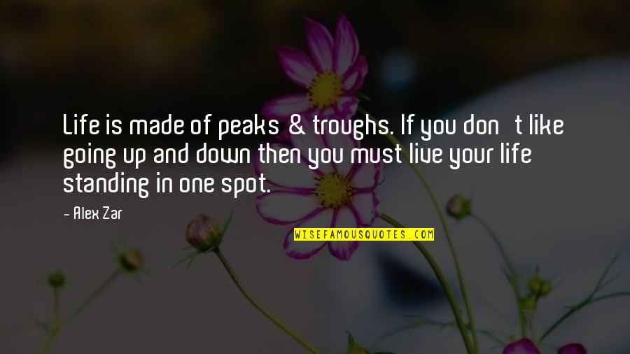 Thinking Positive In Life Quotes By Alex Zar: Life is made of peaks & troughs. If