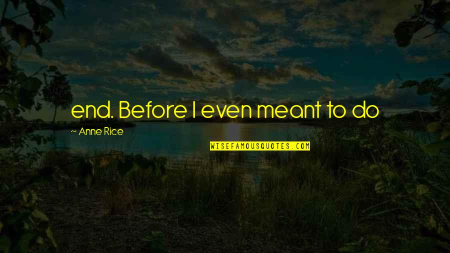 Thinking The World Owes You Quotes By Anne Rice: end. Before I even meant to do