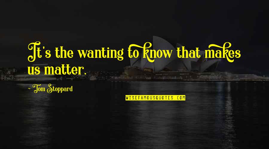 Thinking Twice Before You Speak Quotes By Tom Stoppard: It's the wanting to know that makes us