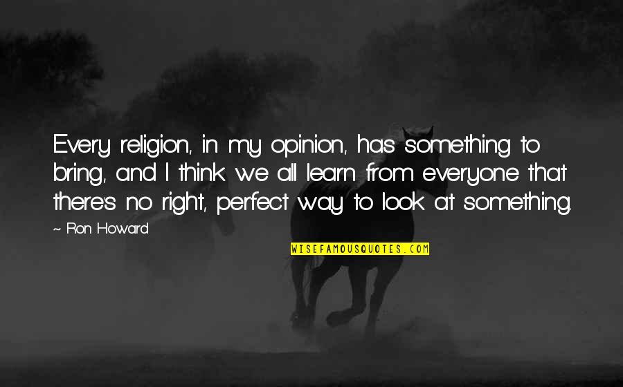 Thinking You Are Perfect Quotes By Ron Howard: Every religion, in my opinion, has something to