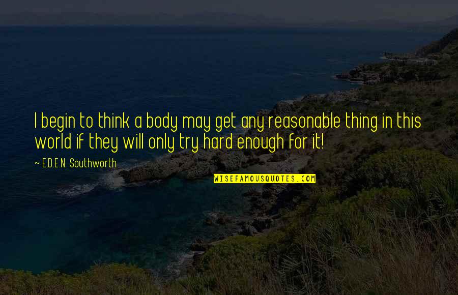 Think'n Quotes By E.D.E.N. Southworth: I begin to think a body may get