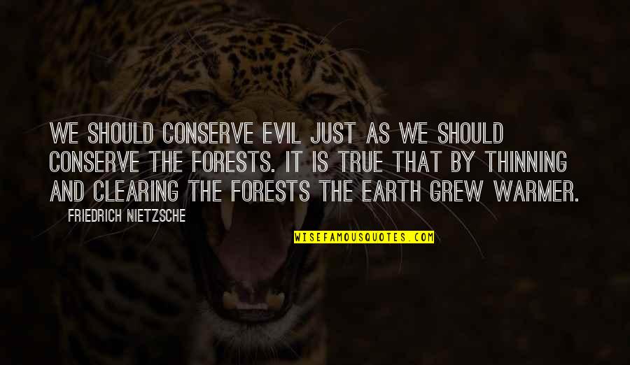 Thinning Quotes By Friedrich Nietzsche: We should conserve evil just as we should