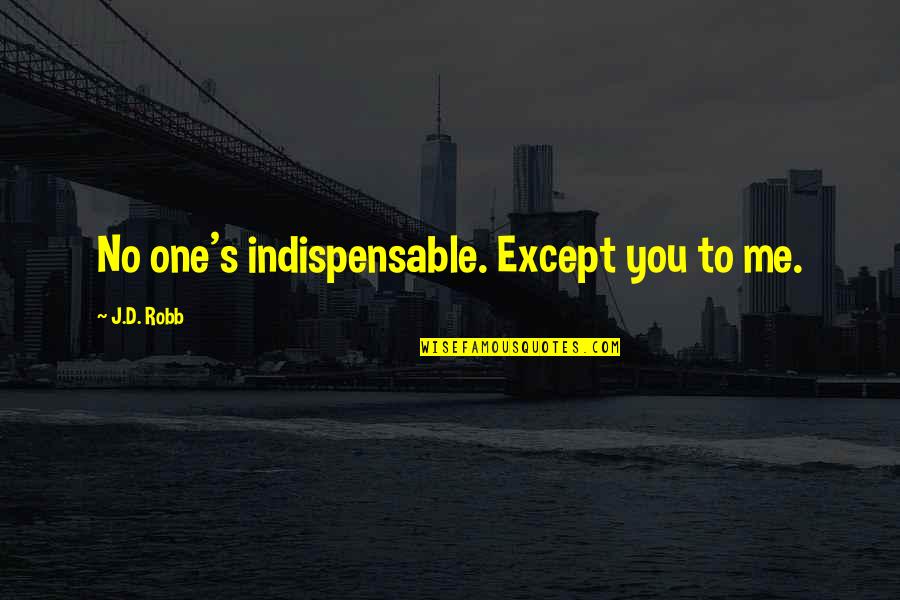 Third Alternative Quotes By J.D. Robb: No one's indispensable. Except you to me.