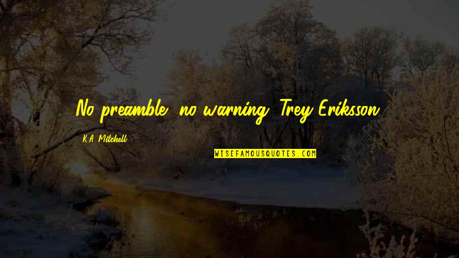 Third Presidential Debate Quotes By K.A. Mitchell: No preamble, no warning. Trey Eriksson.