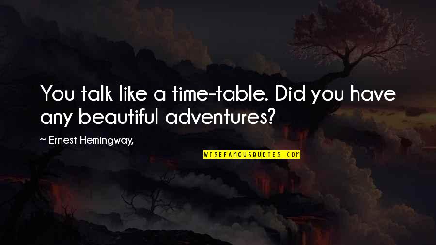 Thirst For Power Quotes By Ernest Hemingway,: You talk like a time-table. Did you have
