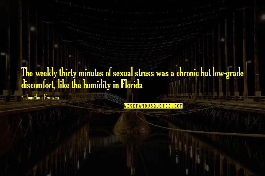 Thirty Minutes Quotes By Jonathan Franzen: The weekly thirty minutes of sexual stress was Thirty Minutes Quotes By Jonathan Franzen: The weekly thirty minutes of sexual stress was