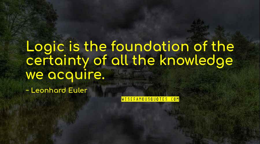 Thirty Years Old Quotes By Leonhard Euler: Logic is the foundation of the certainty of