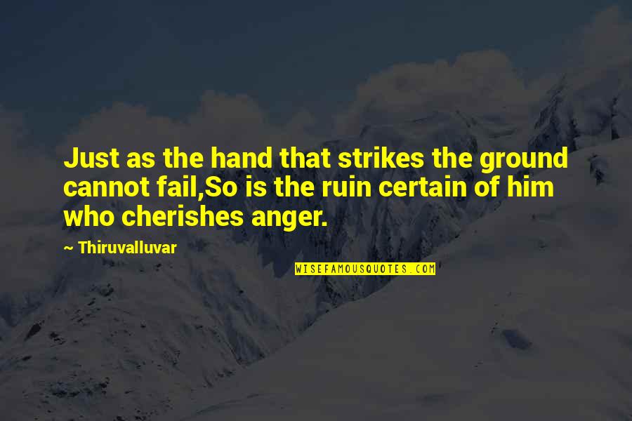 Thiruvalluvar Quotes By Thiruvalluvar: Just as the hand that strikes the ground