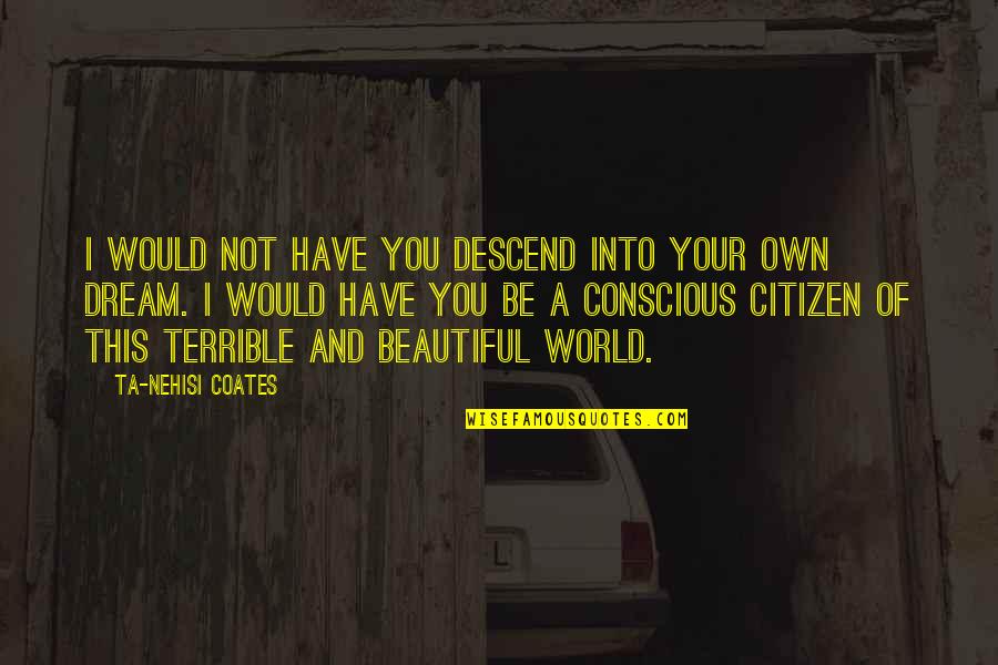 This Beautiful Life Quotes By Ta-Nehisi Coates: I would not have you descend into your