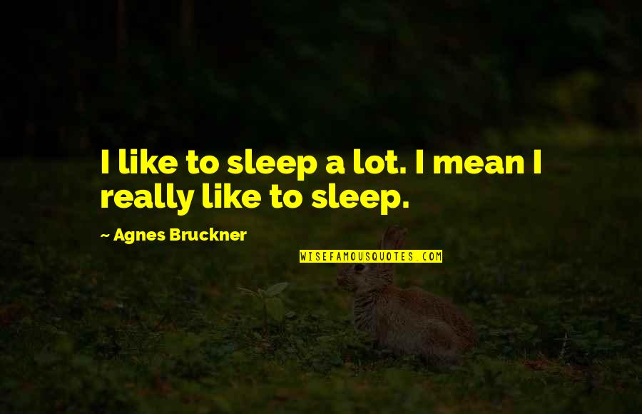This Exercise Accelerates Quotes By Agnes Bruckner: I like to sleep a lot. I mean