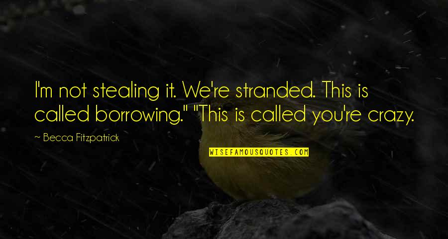 This Is Crazy Quotes By Becca Fitzpatrick: I'm not stealing it. We're stranded. This is