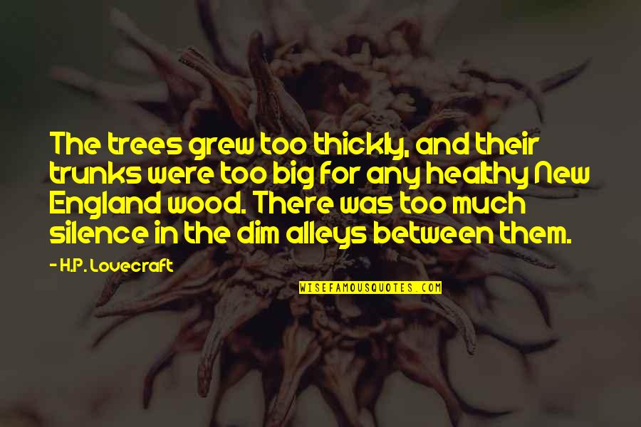 This Is England Quotes By H.P. Lovecraft: The trees grew too thickly, and their trunks