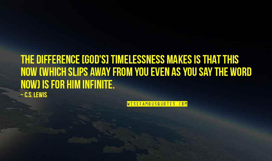 This Is God Quotes By C.S. Lewis: The difference [God's] timelessness makes is that this