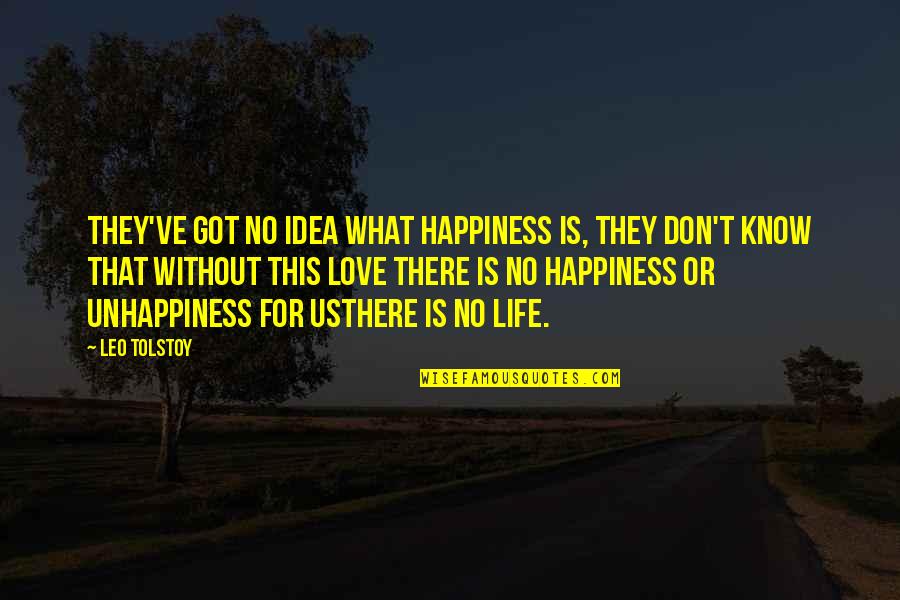 This Is Us Love Quotes By Leo Tolstoy: They've got no idea what happiness is, they
