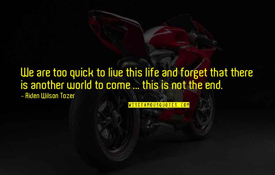 This Life We Live Quotes By Aiden Wilson Tozer: We are too quick to live this life