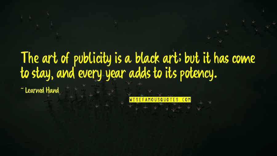 This Year I've Learned Quotes By Learned Hand: The art of publicity is a black art;