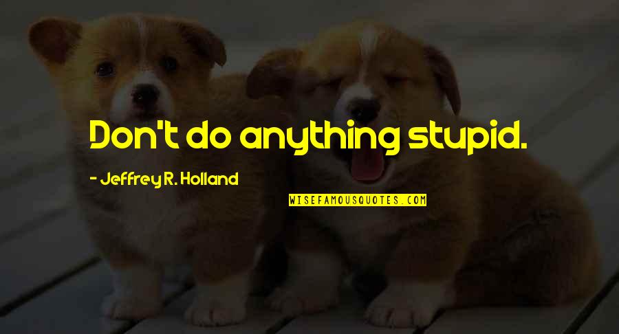Tholuck Commentary Quotes By Jeffrey R. Holland: Don't do anything stupid. Tholuck Commentary Quotes By Jeffrey R. Holland: Don't do anything stupid.