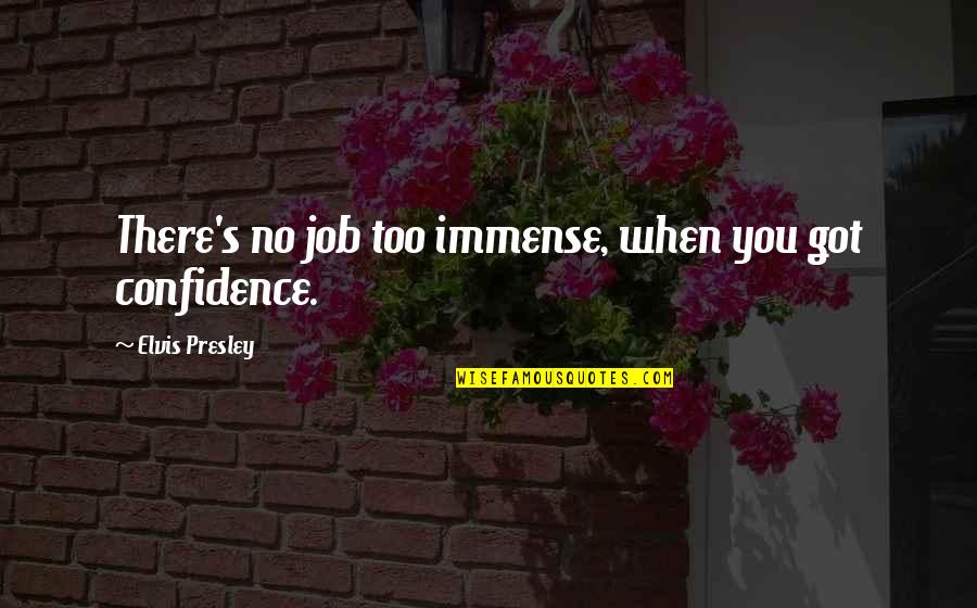 Thomaism Quotes By Elvis Presley: There's no job too immense, when you got Thomaism Quotes By Elvis Presley: There's no job too immense, when you got