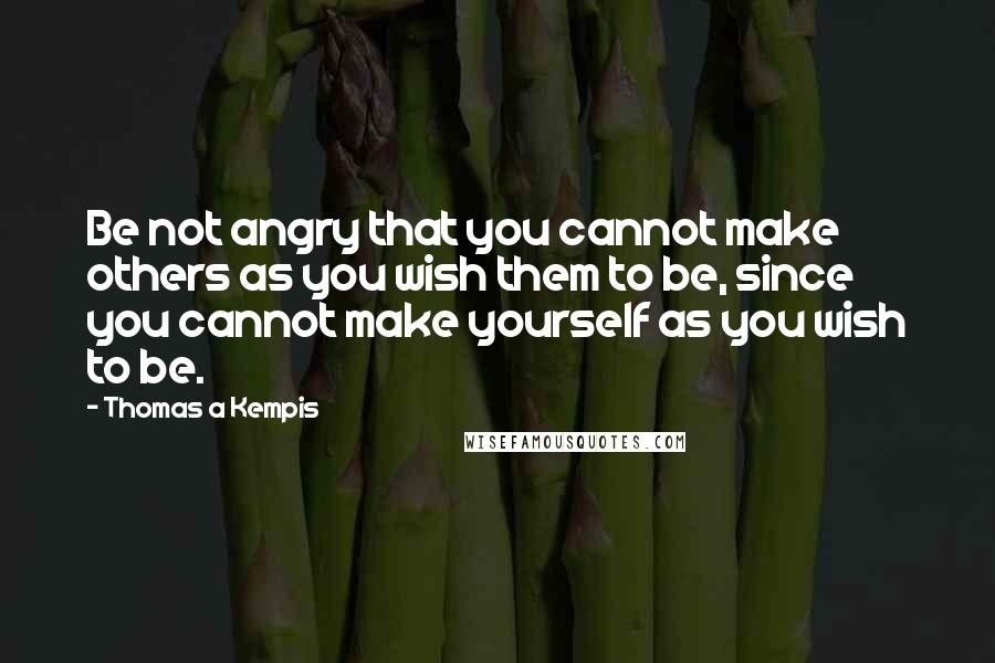 Thomas A Kempis quotes: Be not angry that you cannot make others as you wish them to be, since you cannot make yourself as you wish to be.