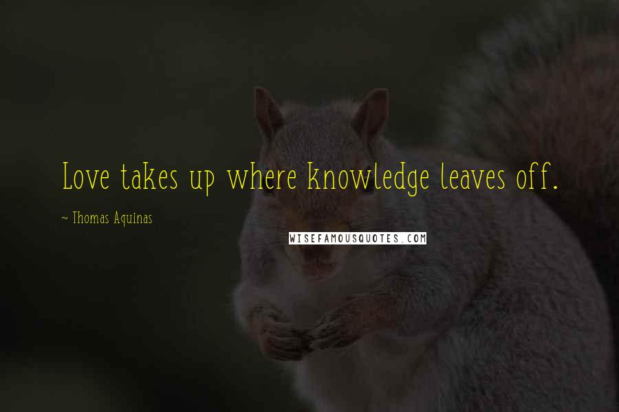 Thomas Aquinas quotes: Love takes up where knowledge leaves off.