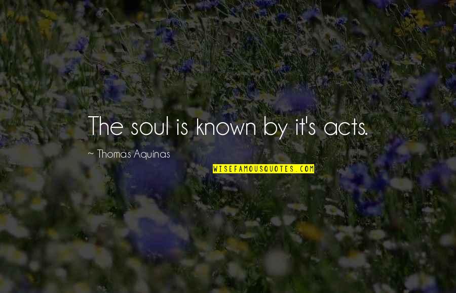 Thomas Aquinas Quotes By Thomas Aquinas: The soul is known by it's acts. Thomas Aquinas Quotes By Thomas Aquinas: The soul is known by it's acts.