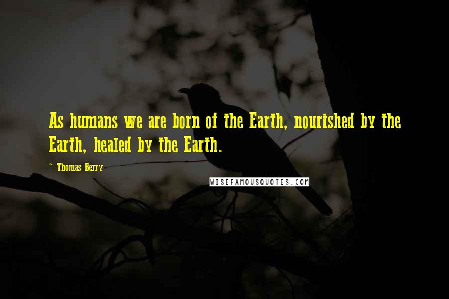 Thomas Berry quotes: As humans we are born of the Earth, nourished by the Earth, healed by the Earth.