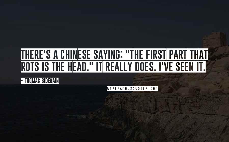 Thomas Bidegain quotes: There's a Chinese saying: "The first part that rots is the head." It really does. I've seen it.