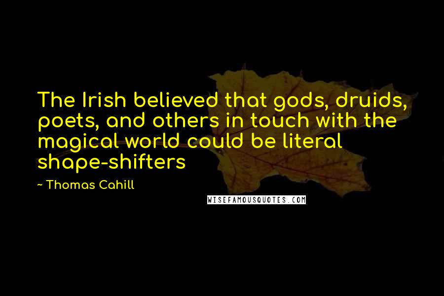 Thomas Cahill quotes: The Irish believed that gods, druids, poets, and others in touch with the magical world could be literal shape-shifters