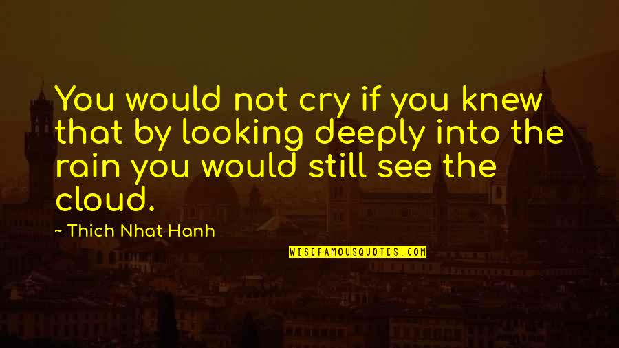 Thomas Groome Quotes By Thich Nhat Hanh: You would not cry if you knew that Thomas Groome Quotes By Thich Nhat Hanh: You would not cry if you knew that