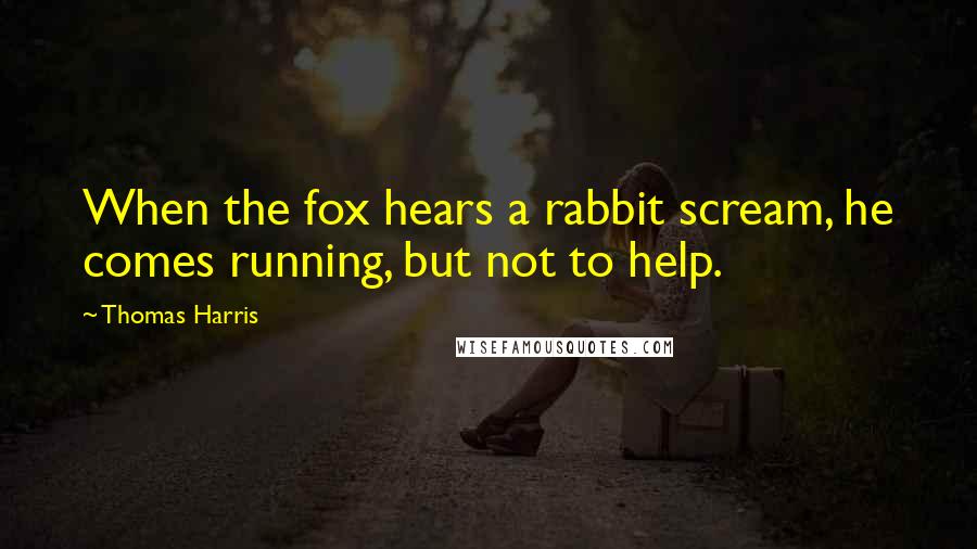 Thomas Harris quotes: When the fox hears a rabbit scream, he comes running, but not to help.