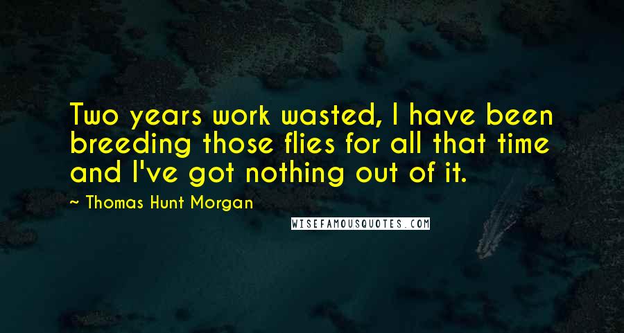 Thomas Hunt Morgan quotes: Two years work wasted, I have been breeding those flies for all that time and I've got nothing out of it.