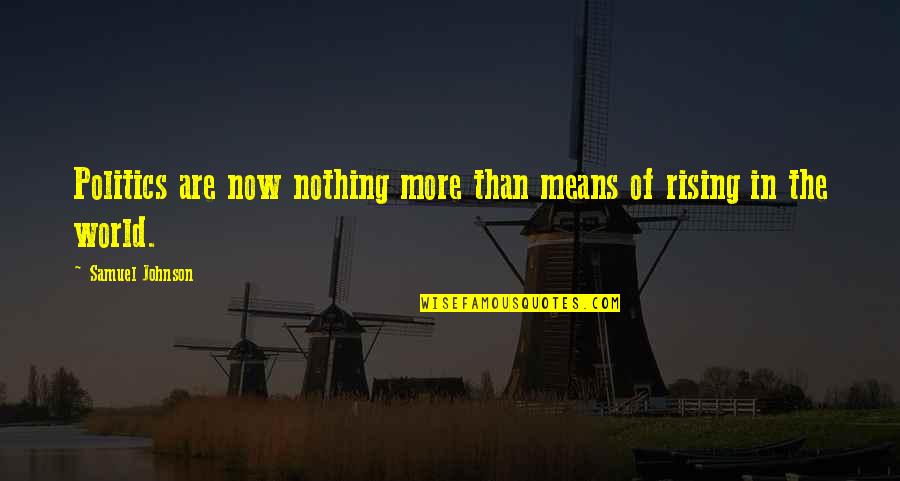 Thomas Jefferson Leadership Quotes By Samuel Johnson: Politics are now nothing more than means of