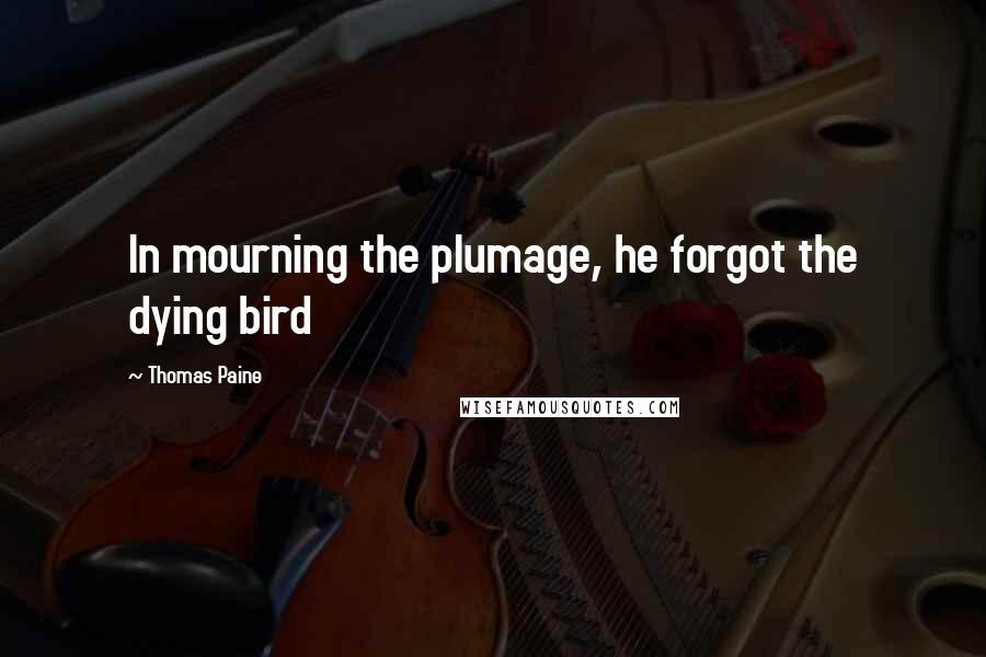 Thomas Paine quotes: In mourning the plumage, he forgot the dying bird Thomas Paine quotes: In mourning the plumage, he forgot the dying bird