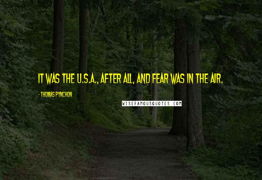 Thomas Pynchon quotes: It was the U.S.A., after all, and fear was in the air.