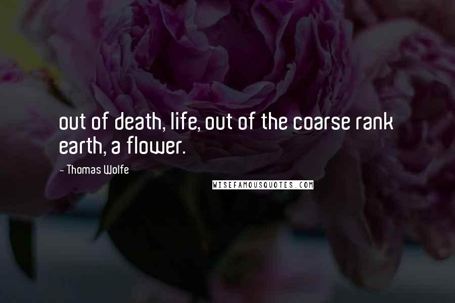Thomas Wolfe quotes: out of death, life, out of the coarse rank earth, a flower.