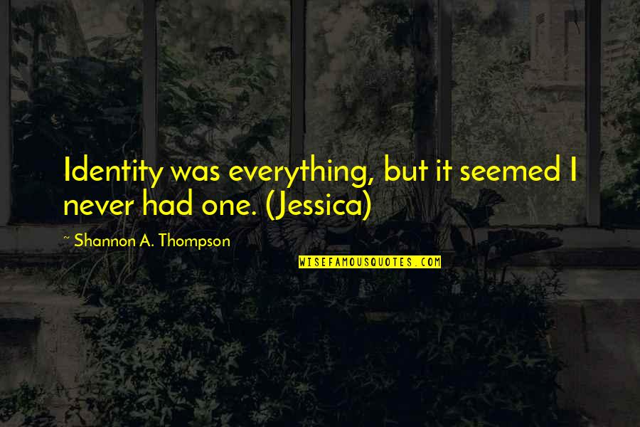 Thompson One Quotes By Shannon A. Thompson: Identity was everything, but it seemed I never Thompson One Quotes By Shannon A. Thompson: Identity was everything, but it seemed I never