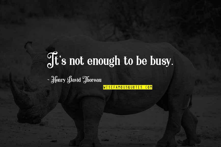 Thoreau's Quotes By Henry David Thoreau: It's not enough to be busy.
