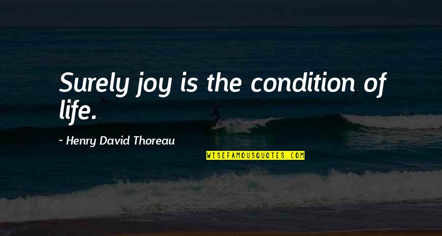 Thorkil Sonne Quotes By Henry David Thoreau: Surely joy is the condition of life.
