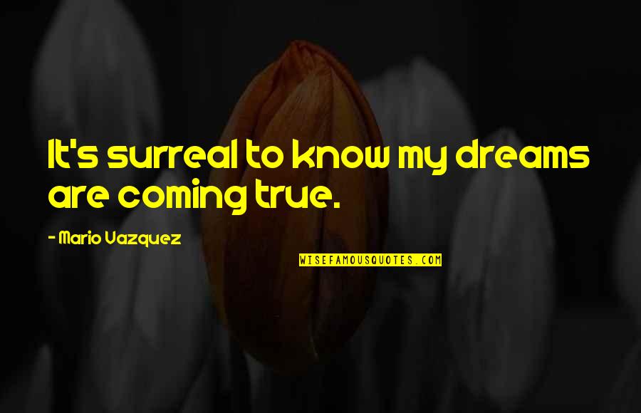Thorkildg Rdsvej Quotes By Mario Vazquez: It's surreal to know my dreams are coming Thorkildg Rdsvej Quotes By Mario Vazquez: It's surreal to know my dreams are coming