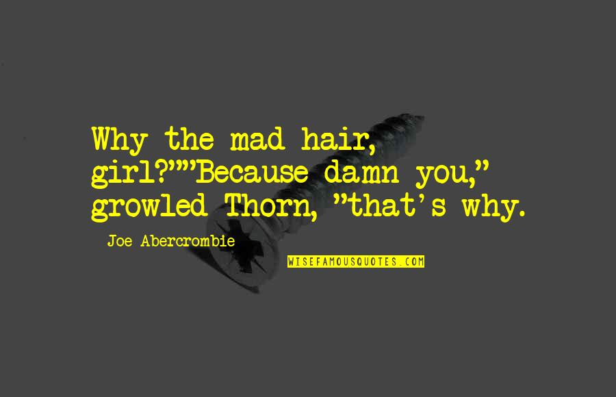 Thorn Quotes By Joe Abercrombie: Why the mad hair, girl?""Because damn you," growled