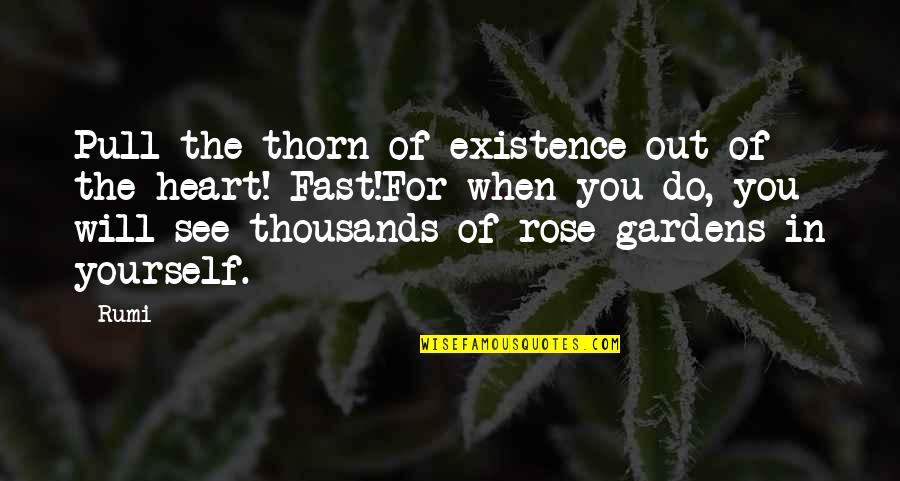 Thorn Quotes By Rumi: Pull the thorn of existence out of the