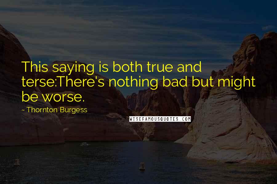 Thornton Burgess quotes: This saying is both true and terse:There's nothing bad but might be worse.