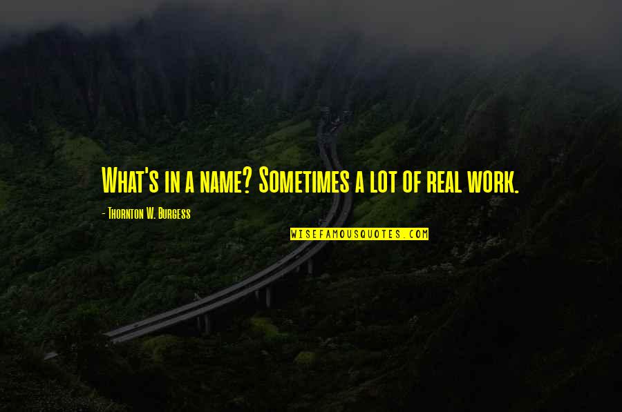 Thornton Quotes By Thornton W. Burgess: What's in a name? Sometimes a lot of