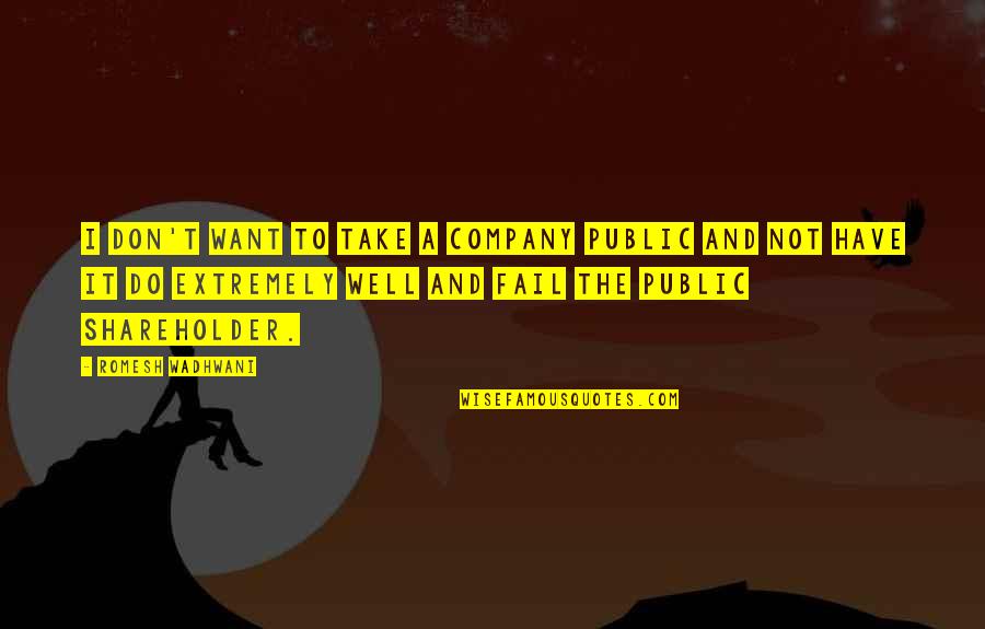 Thornton Wilder Skin Of Our Teeth Quotes By Romesh Wadhwani: I don't want to take a company public Thornton Wilder Skin Of Our Teeth Quotes By Romesh Wadhwani: I don't want to take a company public